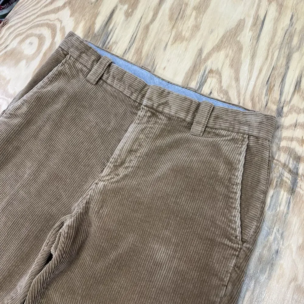 Brooks Brothers Clark Fit Corduroy Pants Mens 32X30 (32X28) Beige Stretch Casual
